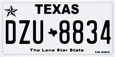 TX license plate DZU8834