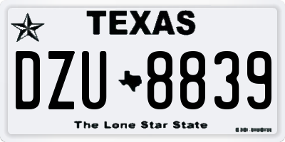 TX license plate DZU8839