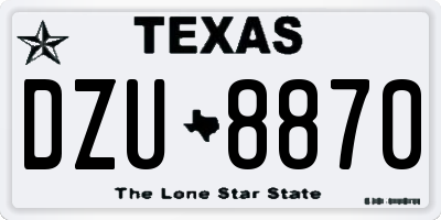 TX license plate DZU8870