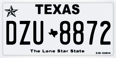 TX license plate DZU8872