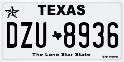 TX license plate DZU8936