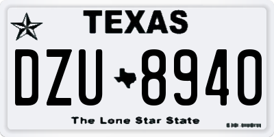 TX license plate DZU8940