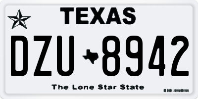 TX license plate DZU8942