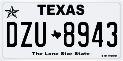 TX license plate DZU8943