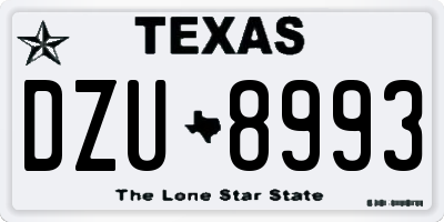 TX license plate DZU8993