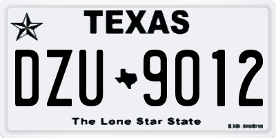 TX license plate DZU9012