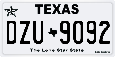 TX license plate DZU9092