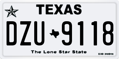 TX license plate DZU9118