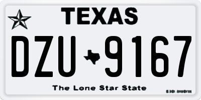 TX license plate DZU9167
