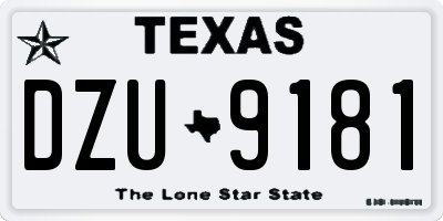 TX license plate DZU9181