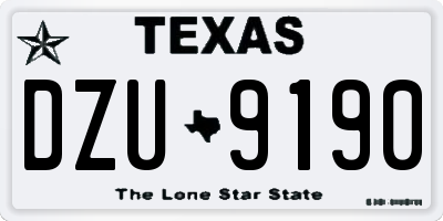 TX license plate DZU9190