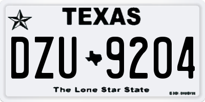 TX license plate DZU9204