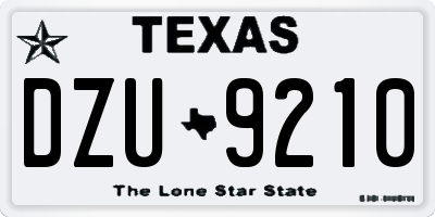 TX license plate DZU9210