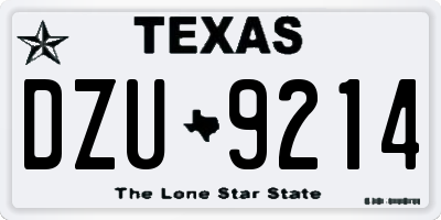 TX license plate DZU9214