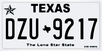 TX license plate DZU9217