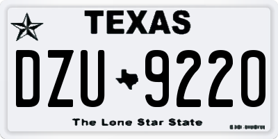 TX license plate DZU9220