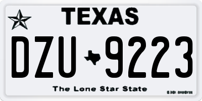 TX license plate DZU9223