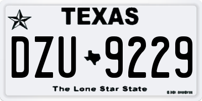 TX license plate DZU9229
