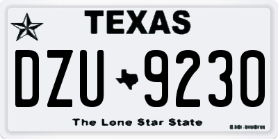 TX license plate DZU9230