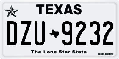 TX license plate DZU9232