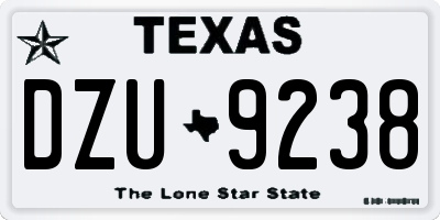 TX license plate DZU9238