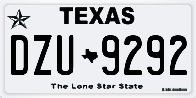 TX license plate DZU9292