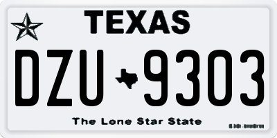 TX license plate DZU9303