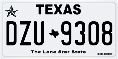 TX license plate DZU9308
