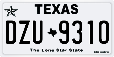 TX license plate DZU9310