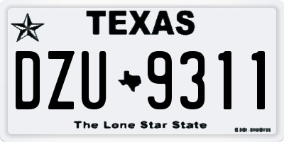 TX license plate DZU9311