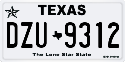 TX license plate DZU9312