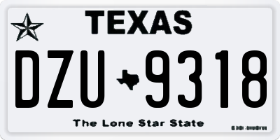 TX license plate DZU9318