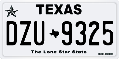 TX license plate DZU9325