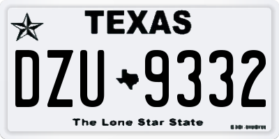 TX license plate DZU9332