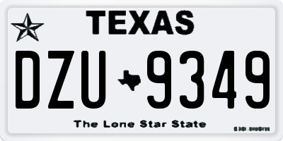 TX license plate DZU9349