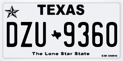 TX license plate DZU9360
