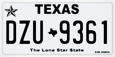 TX license plate DZU9361
