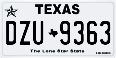 TX license plate DZU9363