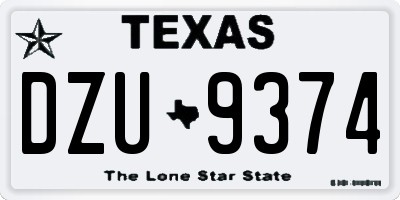 TX license plate DZU9374