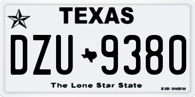 TX license plate DZU9380