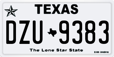 TX license plate DZU9383