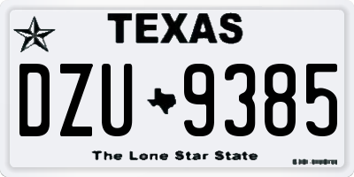 TX license plate DZU9385