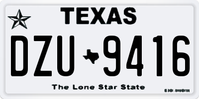 TX license plate DZU9416