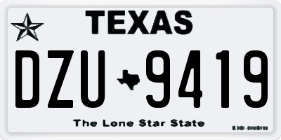 TX license plate DZU9419
