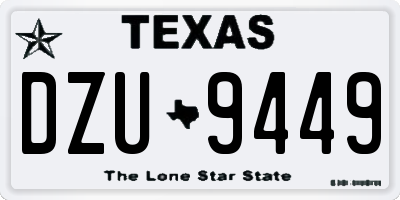 TX license plate DZU9449