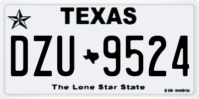TX license plate DZU9524
