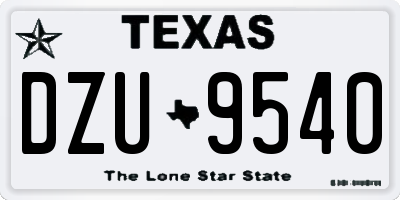 TX license plate DZU9540