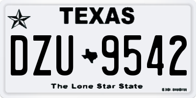 TX license plate DZU9542