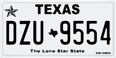 TX license plate DZU9554