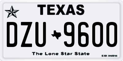 TX license plate DZU9600